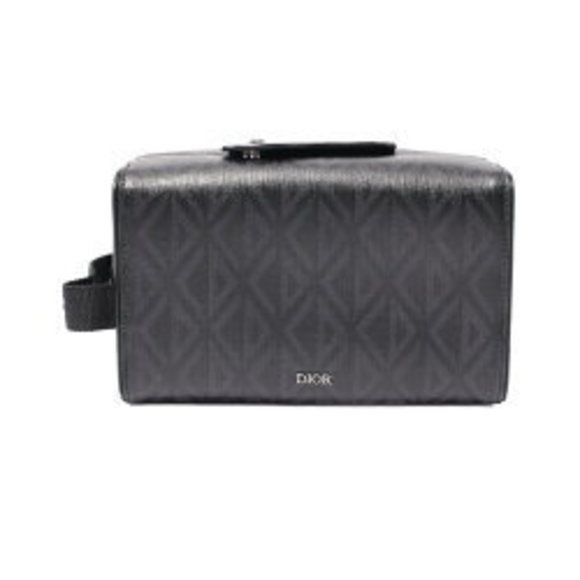 Dior Diamond Shoulder Bag Leather Black - Picture 1 of 8